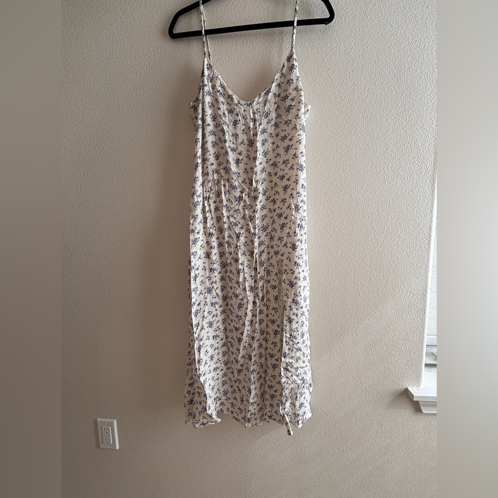 Reformation Cream and Blue Floral Maxi Dress